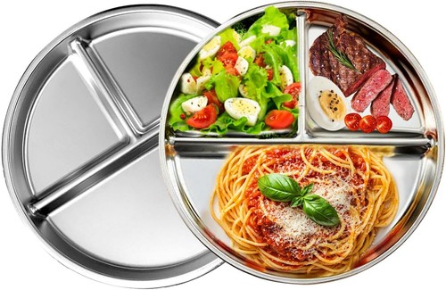 Stainless steel kids plates - steel,